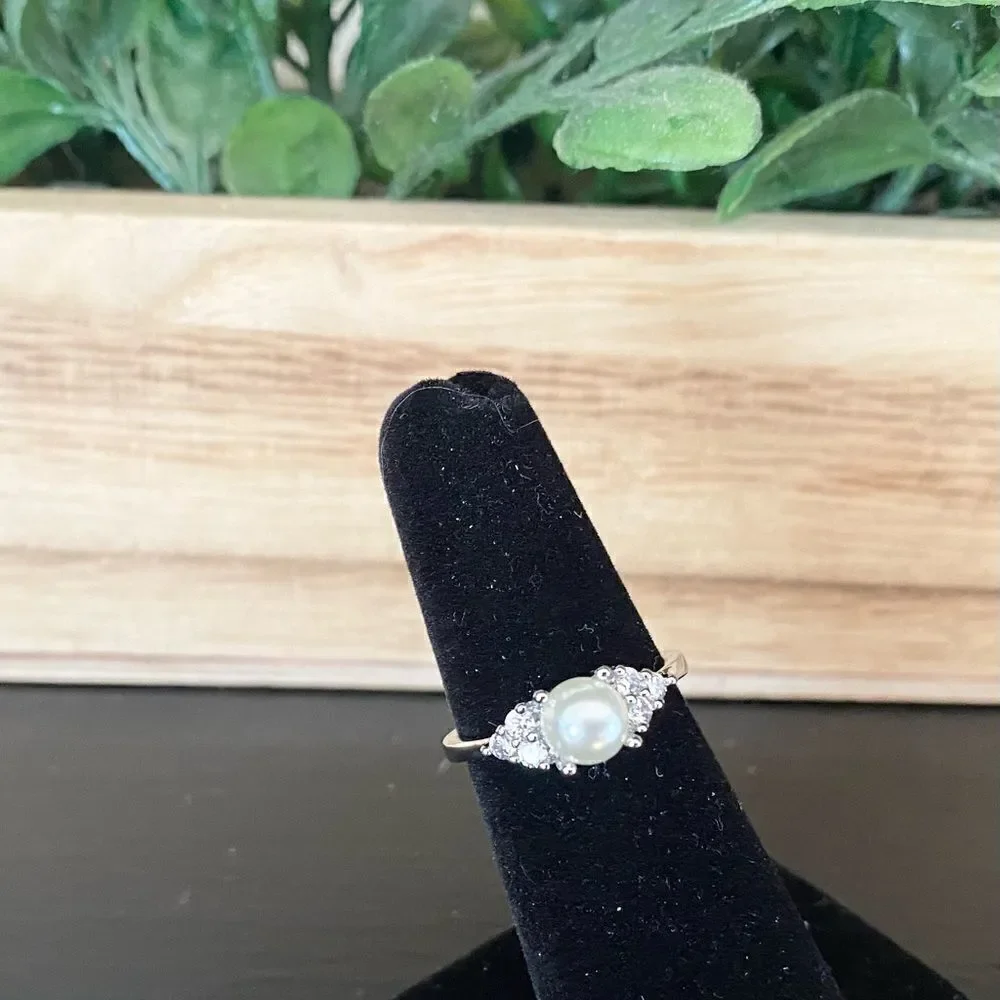 Pearl Diamond Silver Ring 6